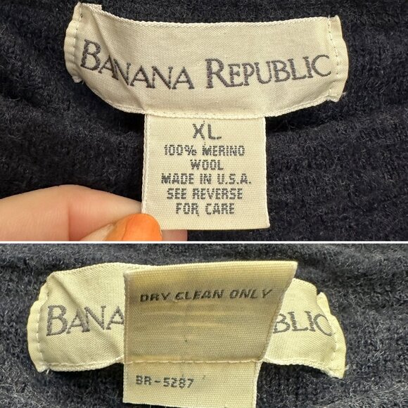 Vintage 90s Banana Republic Dark Blue Thick Merino Wool Sweater Women's Size XL - Picture 13 of 13